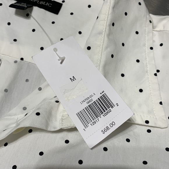 Banana Republic White & Black Polka Dot Button Down Shirt Size M NWT - Picture 10 of 13